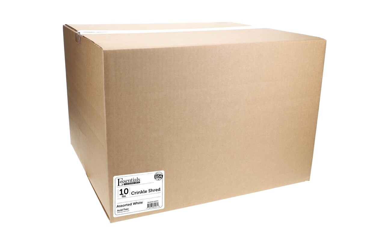 Essentials by Leisure Arts Crinkle Shred Box, Assorted White, 10lbs Shredded Paper Filler, Crinkle Cut Paper Shred Filler, Box Filler, Shredded Paper for Gift Box, Paper Crinkle Filler, Box Filling